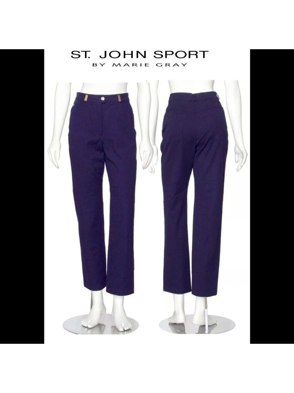 ST John Sport Navy Stretch Cotton Pants Size 0